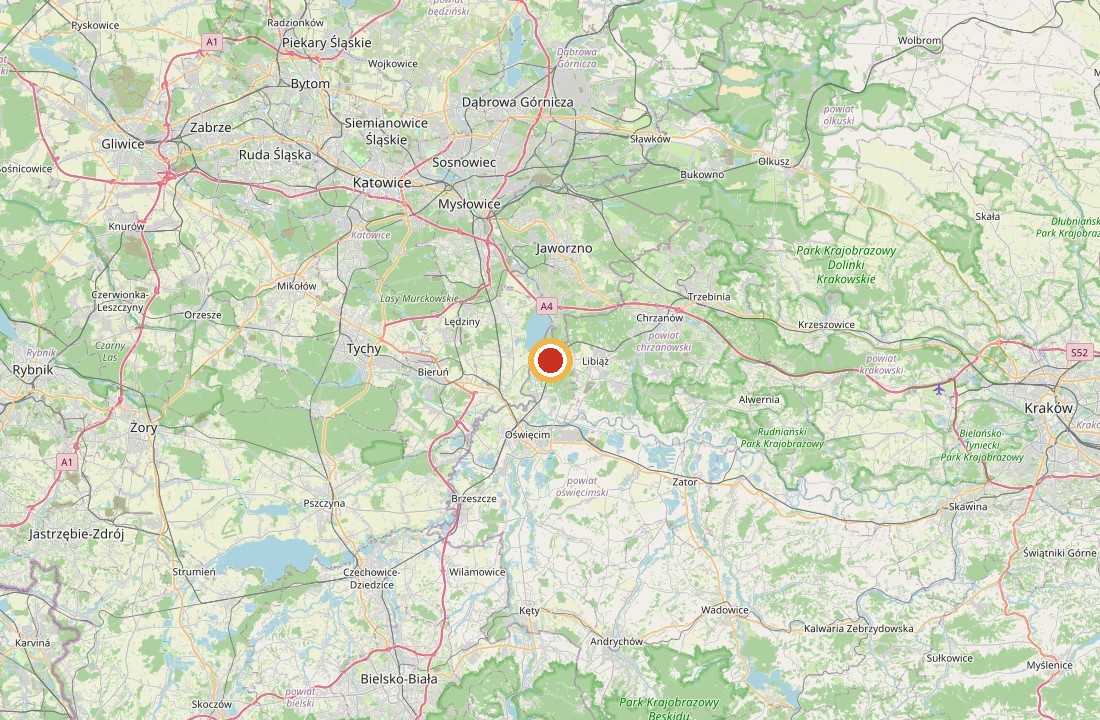 Mapa regionu z zaznaczonym Chełmkiem